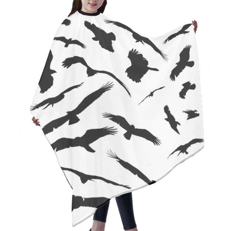 Personality  Various Silhoutted Eagles Isolated Hair Cutting Cape