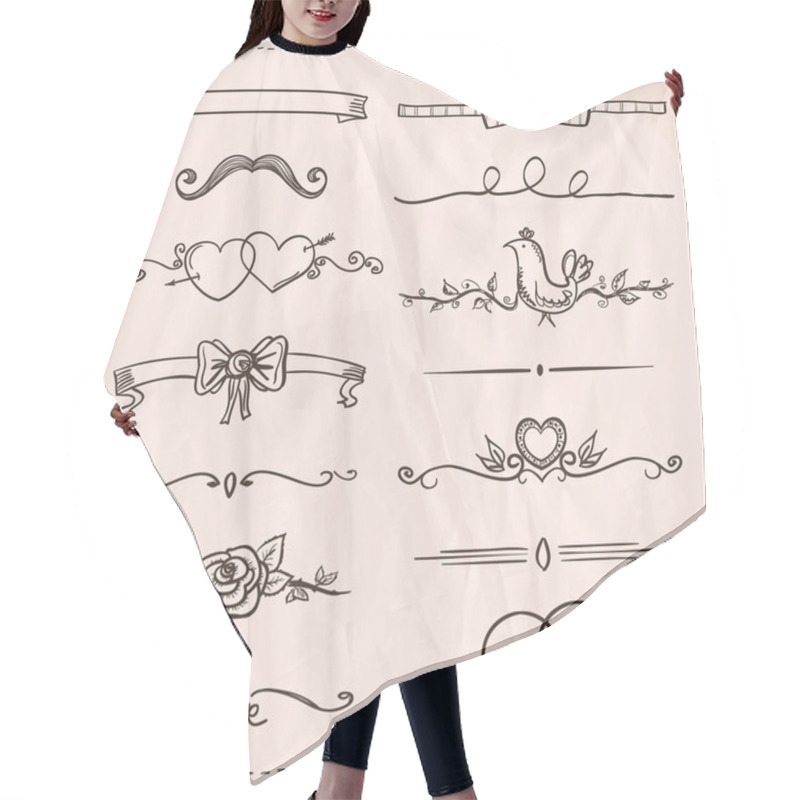 Personality  Hand-drawn Graphic Line Elements And Borders. Hair Cutting Cape