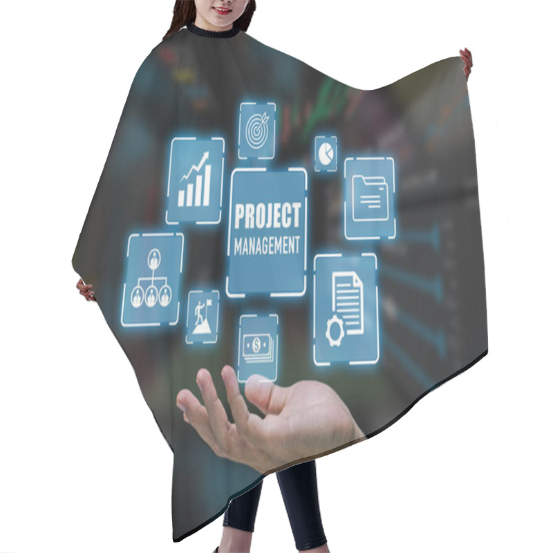 Personality  Project Management.Project Managers Streamline Tasks And Progress Progress Planning With Company Chart Scheduling Interface. Hair Cutting Cape