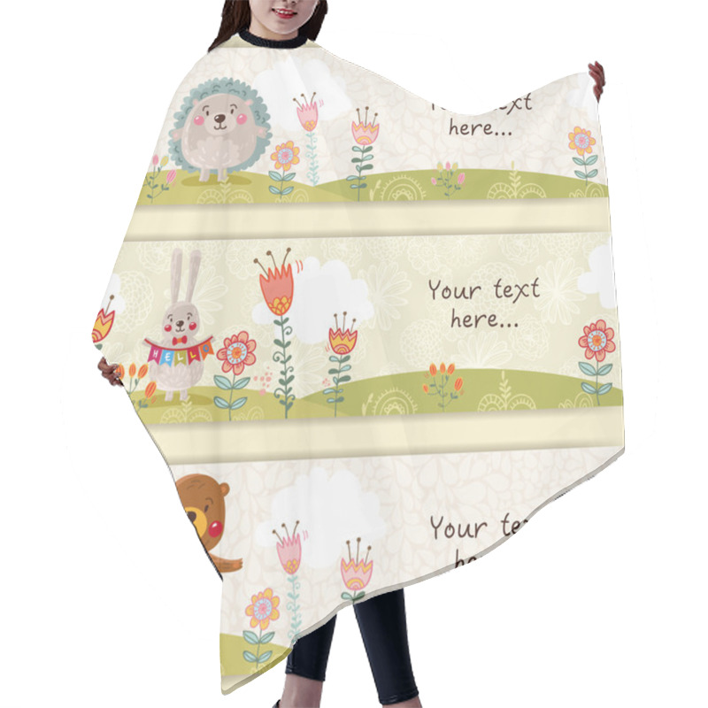 Personality  Greeting Banners With Cartoon Animals Hair Cutting Cape