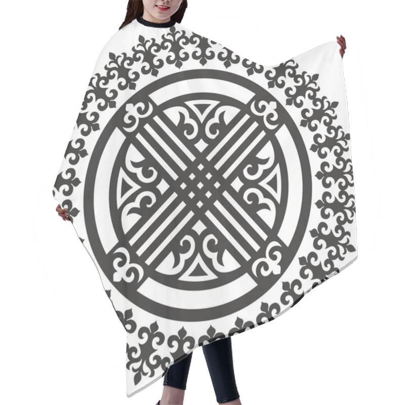 Personality  Vector Kazakh Folk Pattern Shanyrak. The Upper Hole For A Dvma On The Roof Of A Kazakh, Mongolian Or Kalmyk Yurt. House Of Nomads Hair Cutting Cape