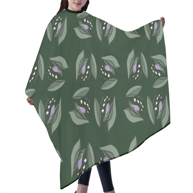 Personality  A Vibrant Design Featuring Abstract Flowers And Leaves On A Deep Green Backdrop. Hair Cutting Cape