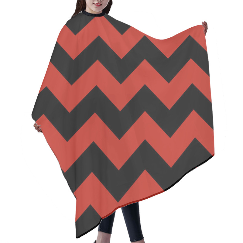 Personality  Abstract Black And Red Geometric Zigzag Texture. Vector Illustration. Hair Cutting Cape