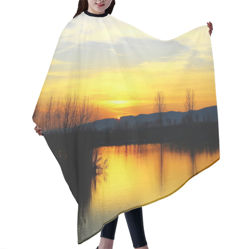 Personality  Sunset On The Lake. Hair Cutting Cape