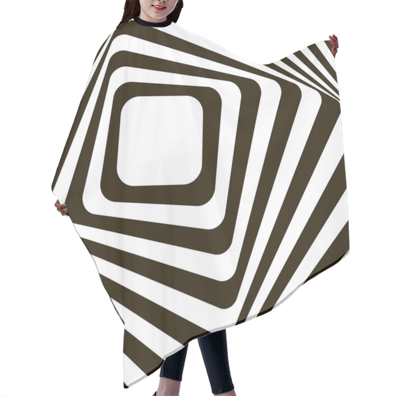 Personality  Abstract Lines Distortion Effect. Black And White Optical Illusi Hair Cutting Cape