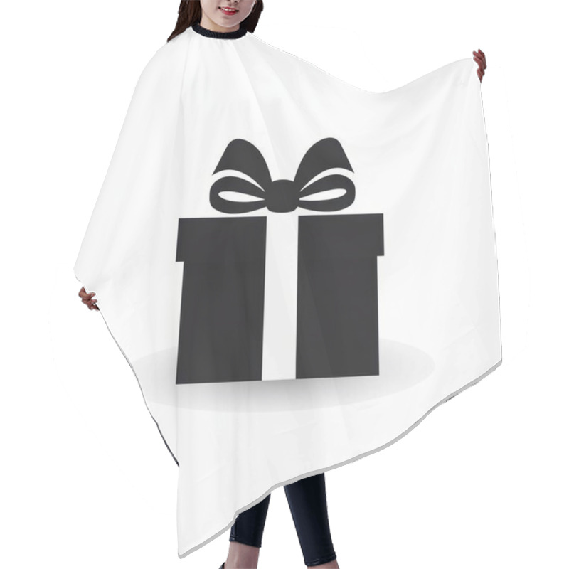 Personality  Minimalist Black Gift Box With A White Ribbon, Symbolizing Celebration And Gift-giving. Hair Cutting Cape