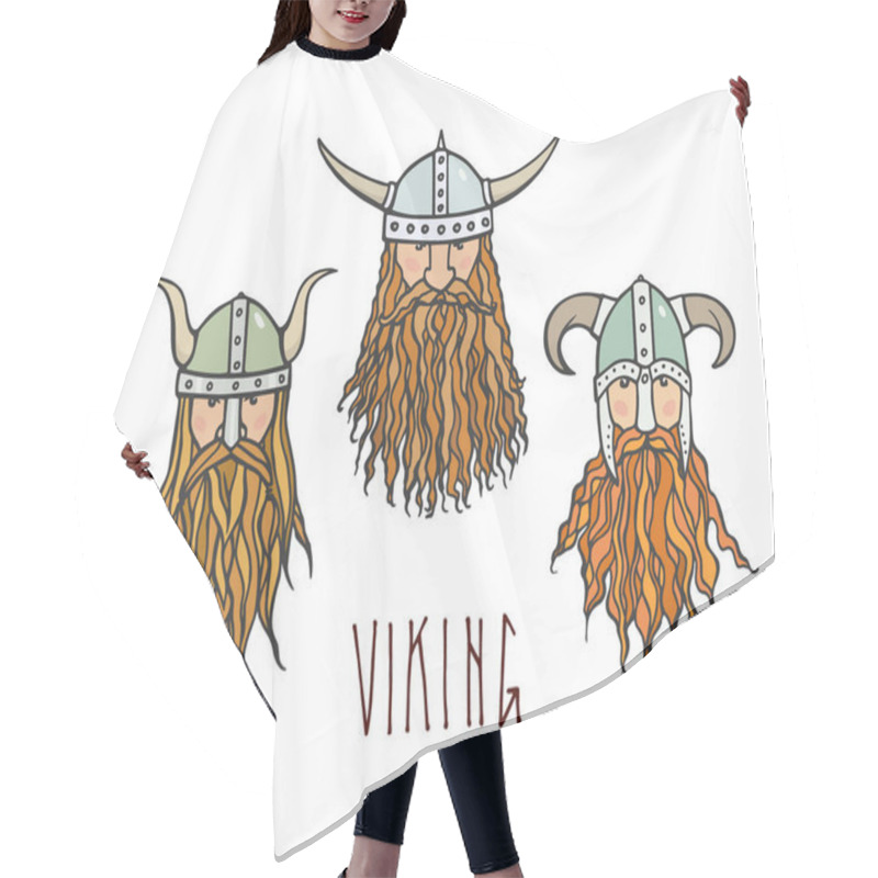 Personality  Hand Drawn Vikings Hair Cutting Cape