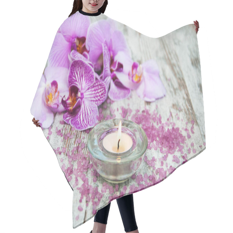 Personality  Candle With Orchids Hair Cutting Cape