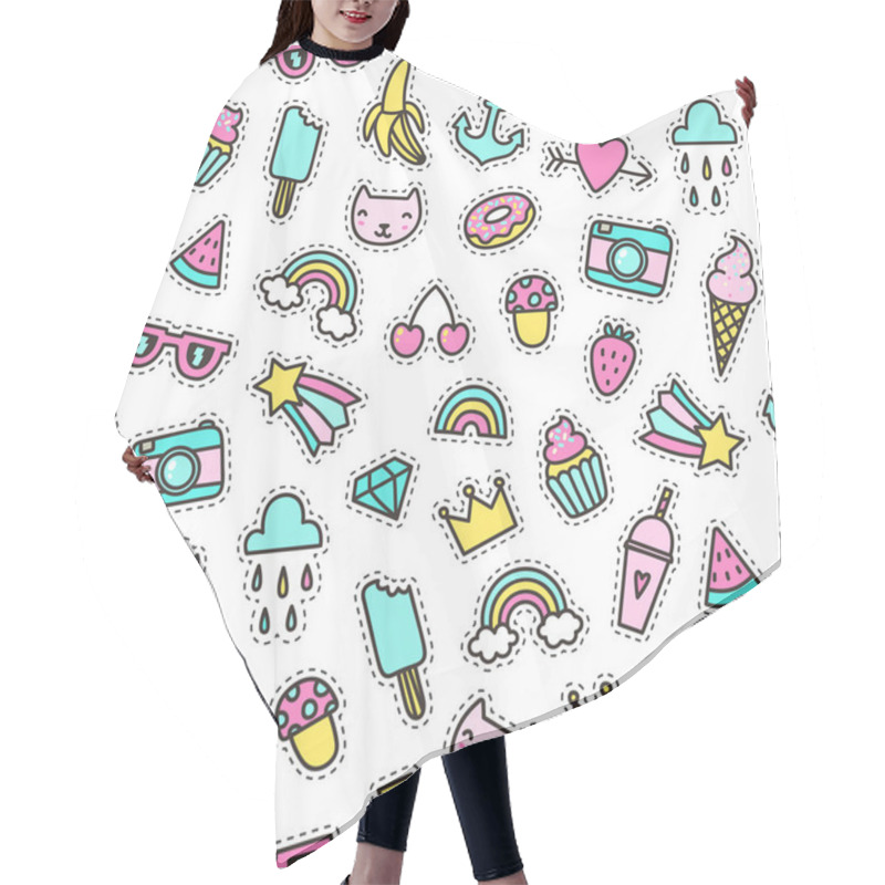 Personality  Cute Objects Seamless Pattern. Hair Cutting Cape