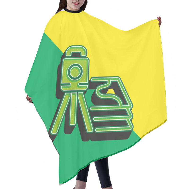 Personality  3d Scanner Green And Yellow Modern 3d Vector Icon Logo Hair Cutting Cape