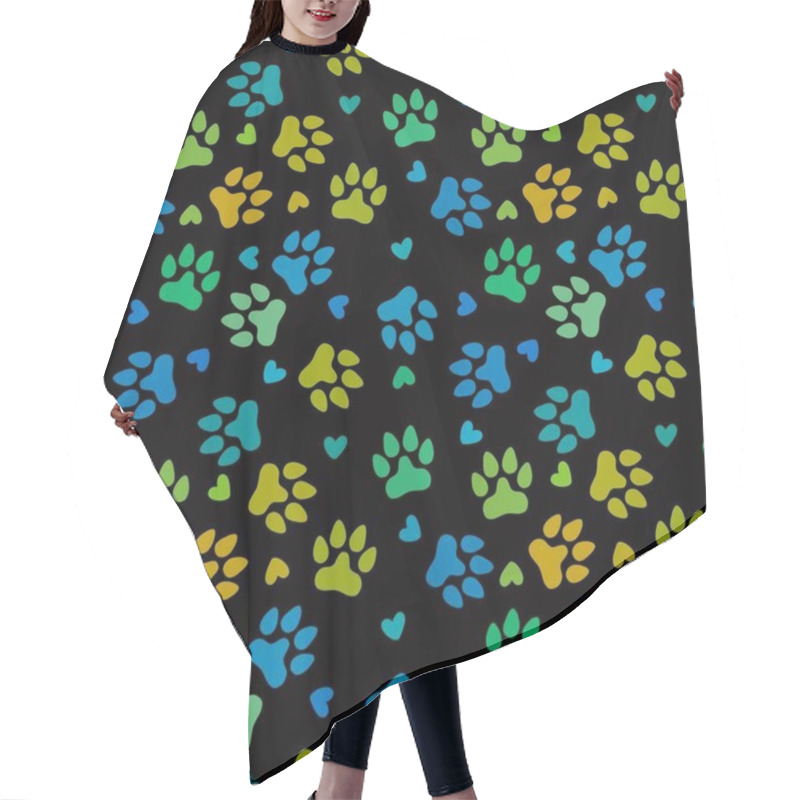 Personality  Cartoon Animals Seamless Footprints Dog Cat Pattern For Wrapping Paper And Fabrics And Linens And Kids Clothes Print And Kindergarten Packaging. High Quality Illustration Hair Cutting Cape