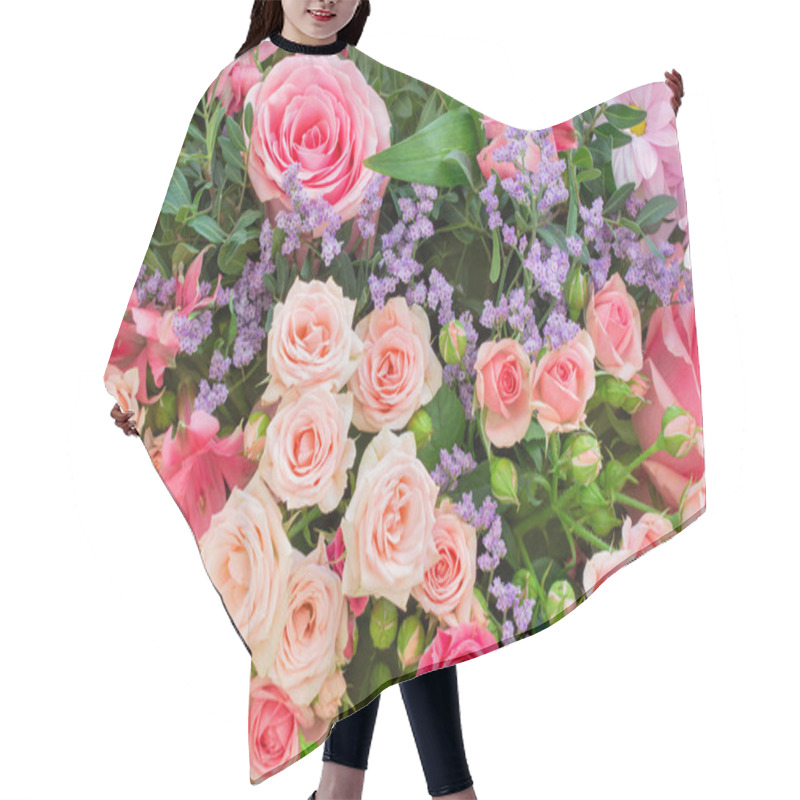 Personality  Bouquet Of Roses And Other Flowers Close-up Hair Cutting Cape