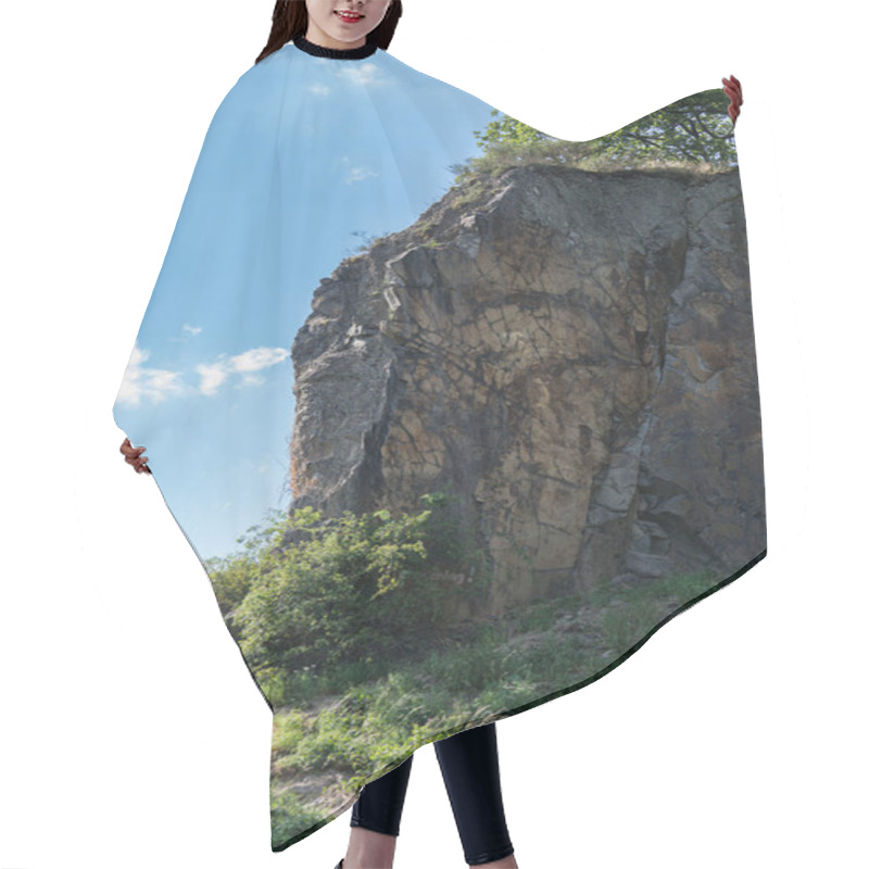 Personality  A Rock Wall Of The Stenzelberg Against The Blue Sky. Hair Cutting Cape