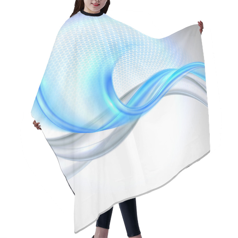 Personality  Abstract Gray Waving Background With Blue Element Hair Cutting Cape