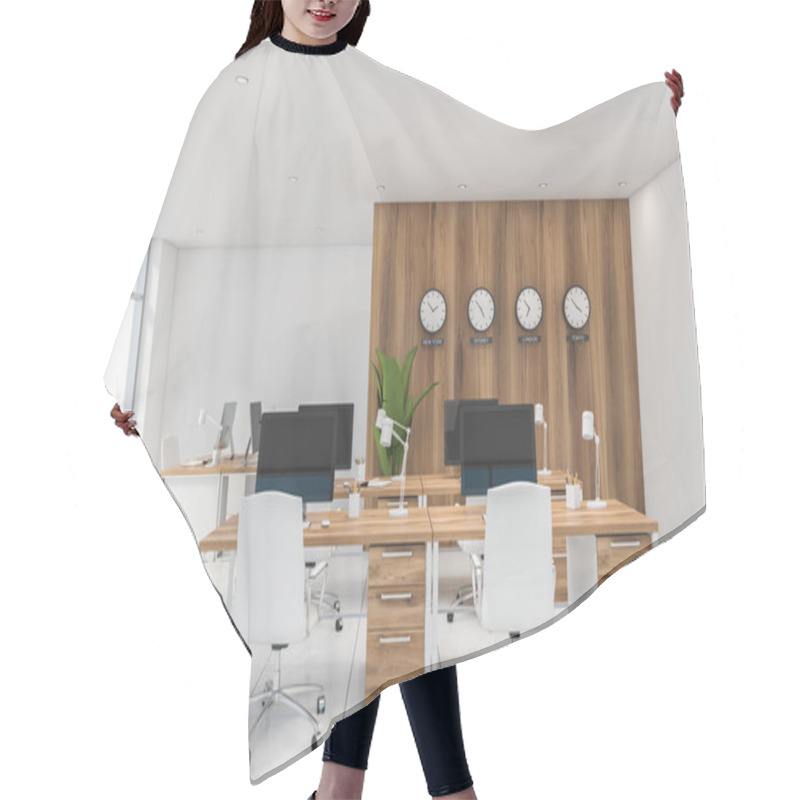 Personality  Wooden And White International Company Office Hair Cutting Cape