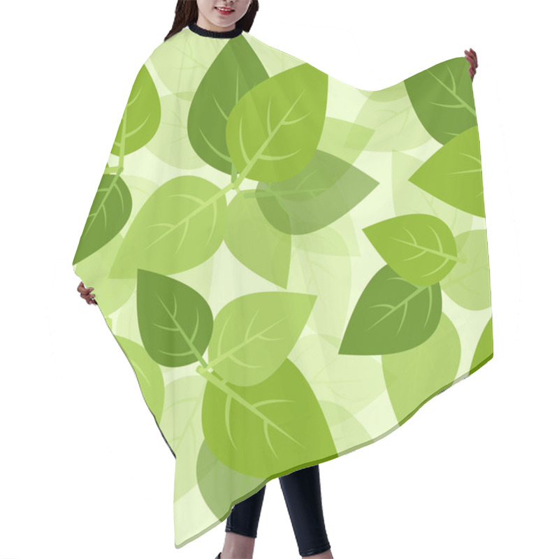 Personality  Seamless Background With Green Leaves. Vector EPS-10. Hair Cutting Cape