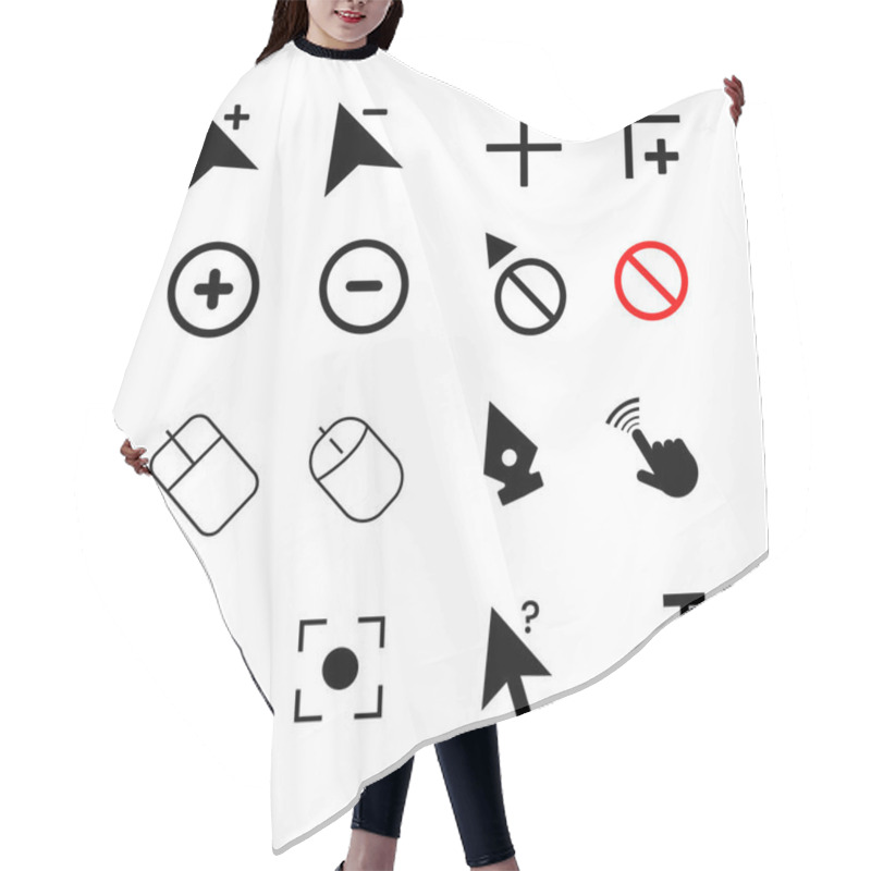 Personality  Clicking Mouse Cursors, Computer Finger Pointers Vector Hair Cutting Cape