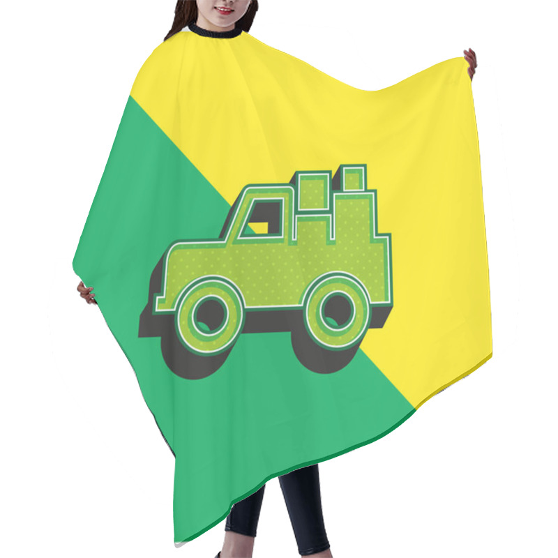 Personality  All Terrain Vehicle With Cargo Green And Yellow Modern 3d Vector Icon Logo Hair Cutting Cape