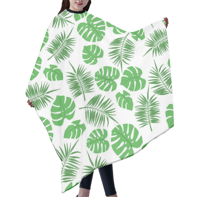 Personality  Tropical Seamless Pattern With Palm And Monstera Leaves. Hair Cutting Cape