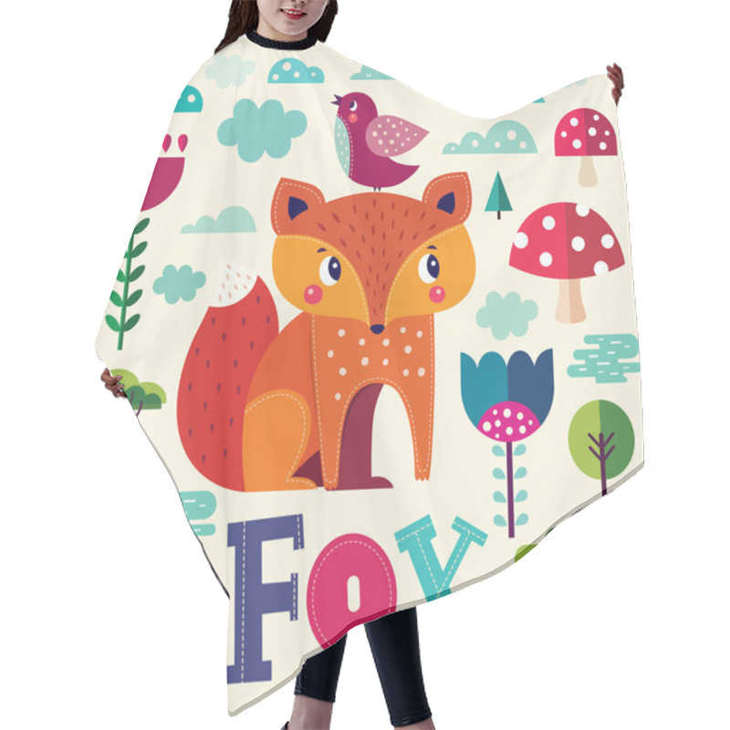 Personality  Illustration With Cute Fox Hair Cutting Cape