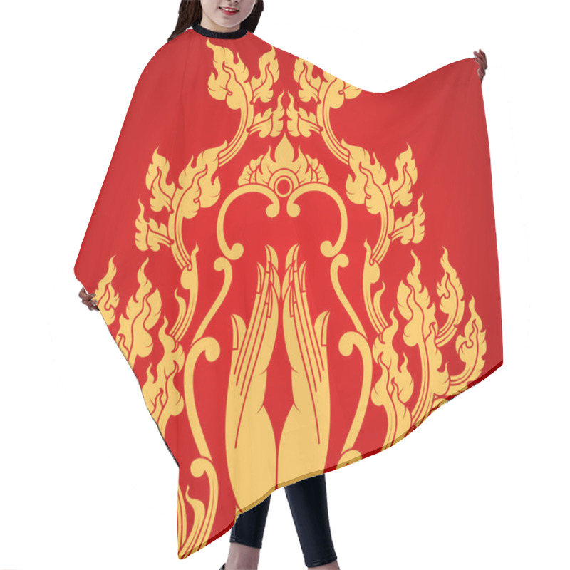 Personality  Gold Hand With Flora Pattern Hair Cutting Cape