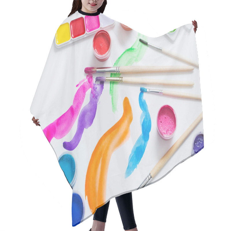 Personality  Paints And Brushes On Paper Hair Cutting Cape