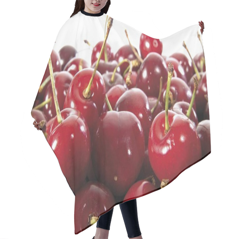 Personality  Sweet Cherries At White Background Hair Cutting Cape