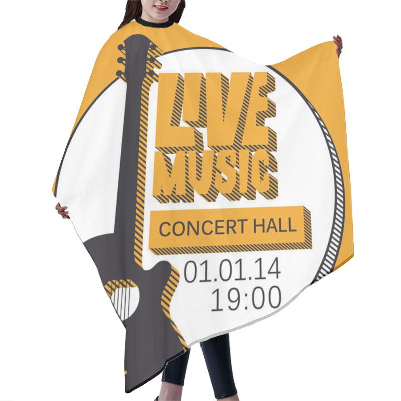 Personality  Vector Poster For A Live Music Concert Or Festival With An Acoustic Guitar And Inscription In Retro Style On The Yellow Background. Template For Flyers, Banners, Invitations, Brochures And Covers Hair Cutting Cape