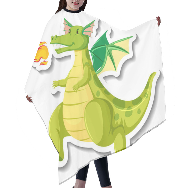 Personality  Cute Green Dragon Cartoon Character Sticker Illustration Hair Cutting Cape