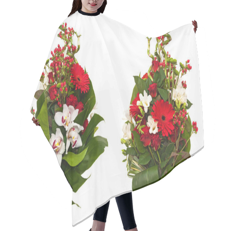 Personality  Flower Composition On A White Background Orchid Roses, Bridal Bo Hair Cutting Cape