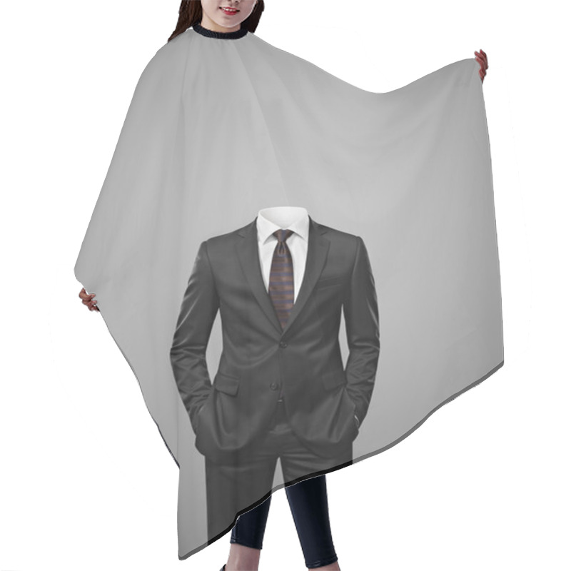 Personality  Man Without Head On Gray Background Hair Cutting Cape