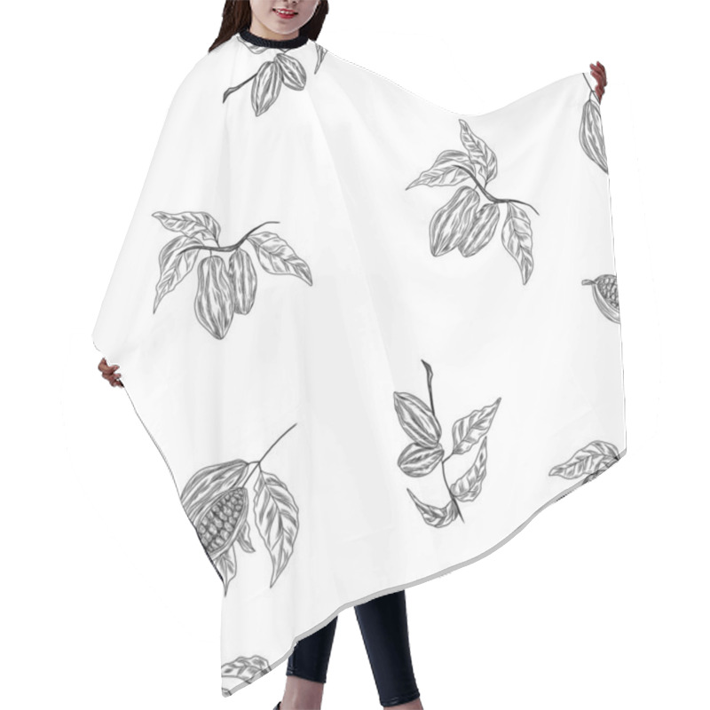 Personality  Cocoa Tree Branches On The Seamless Pattern, Floral Background Hair Cutting Cape