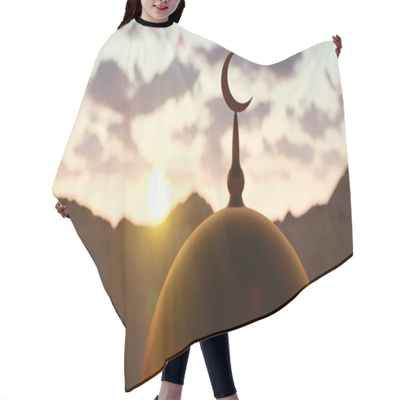 Personality  Top Of The Mosque And Islamic Symbol 3D Rendering Hair Cutting Cape