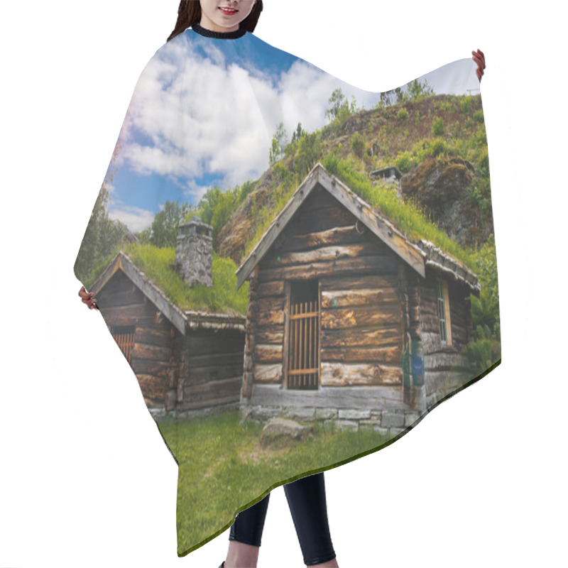 Personality  Beautiful View On Ancient Scandinavian Village And Countryside Landscape Hair Cutting Cape