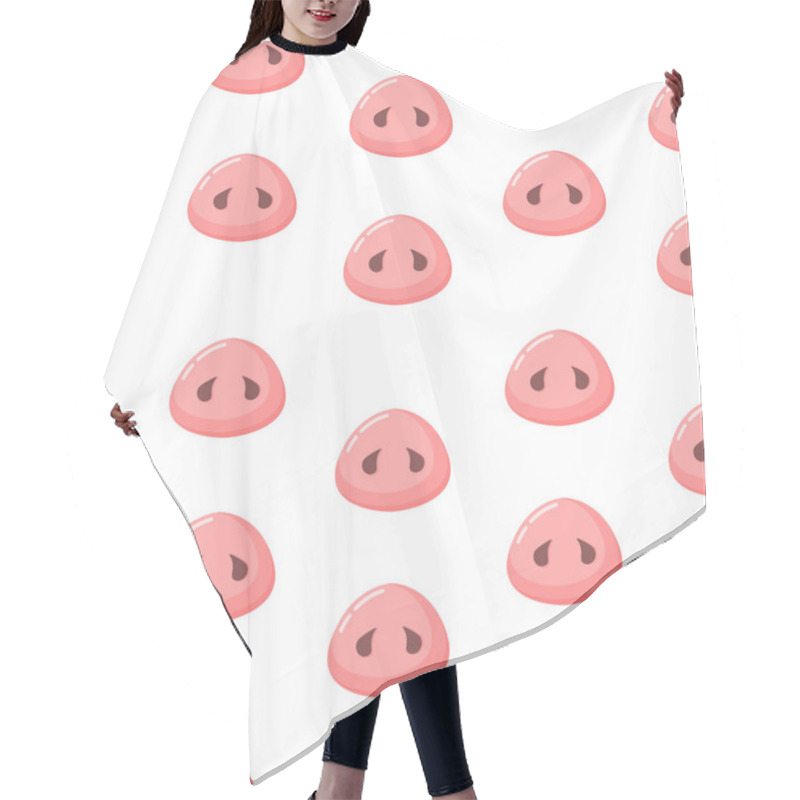 Personality  Pink Pig Nose On A White Background. Seamless Pattern. Hair Cutting Cape