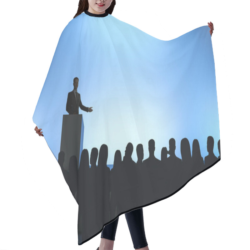 Personality  Businessman Giving Speech  Hair Cutting Cape