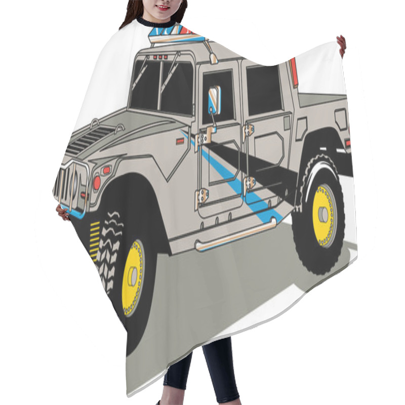 Personality  Big Gray Police Patrol Hummer H2 Vehicle Hair Cutting Cape