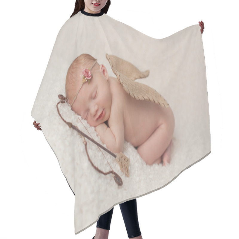 Personality  Newborn Baby Girl With Cupid Wings And Archery Set Hair Cutting Cape