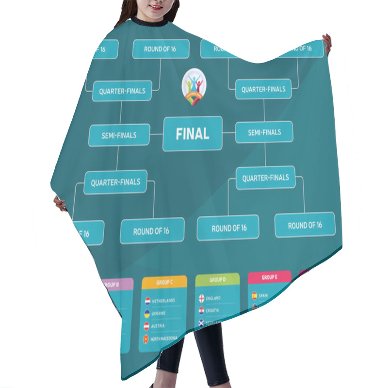 Personality  Match Schedule, Template For Web, Print, Football Results Table, Flags Of European Countries Participating To The Final Tournament Of European Football Championship 2020. Vector Illustration Hair Cutting Cape