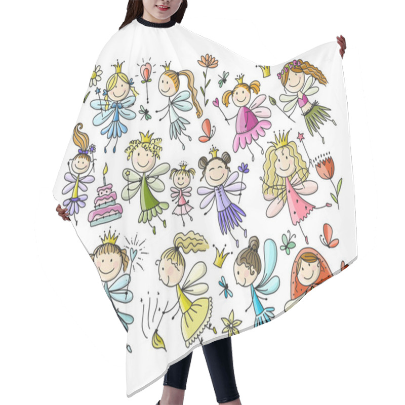 Personality  Cute Little Fairies Collection, Sketch For Your Design Hair Cutting Cape