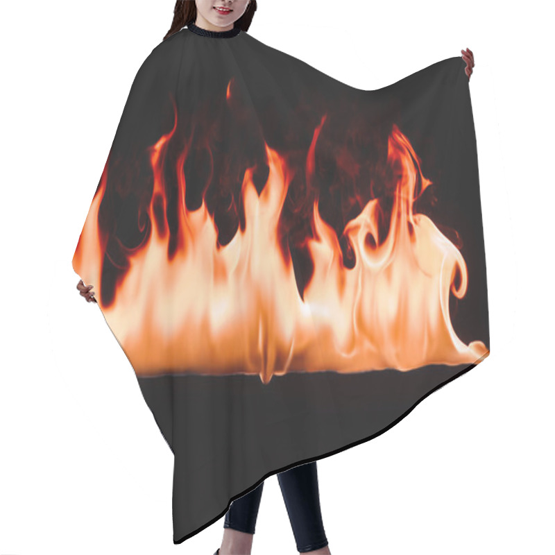 Personality  Close Up View Of Burning Fire On Black Background Hair Cutting Cape