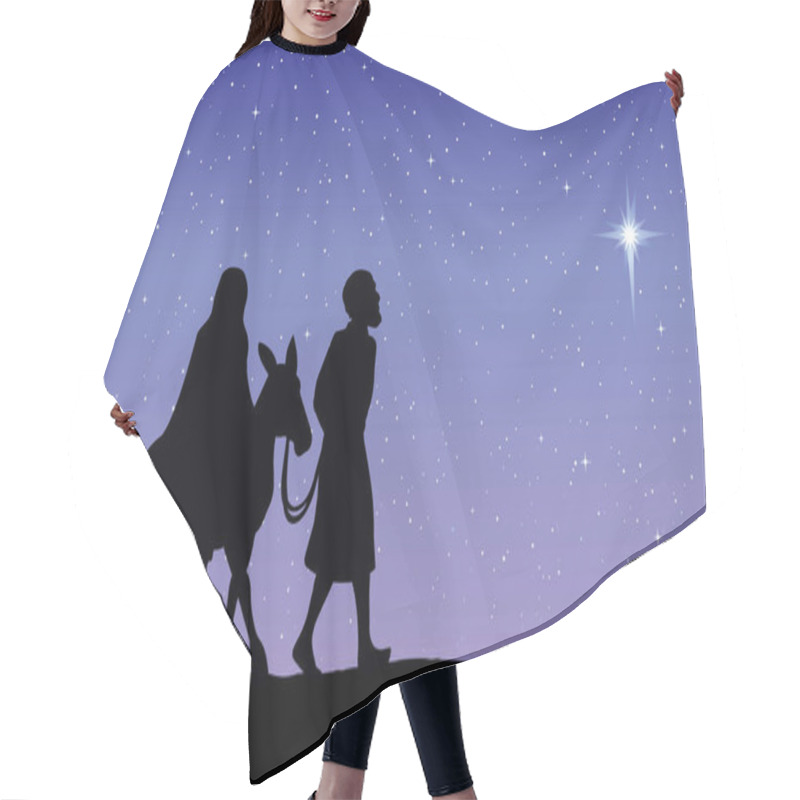 Personality  Joseph Mary Go To Bethlehem. Vector Drawing Hair Cutting Cape