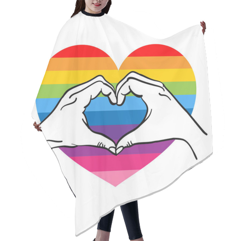 Personality  Love Is Love, Hand Heart Shape - LGBT Pride Slogan Against Homosexual Discrimination. Modern Calligraphy With Rainbow Colored Characters. Good For Scrap Booking, Posters, Textiles, Gifts, Pride Sets. Hair Cutting Cape