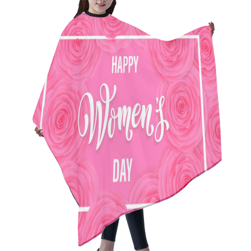 Personality  Women Day Greeting Card Of Red Rose Flower Pattern Background Hair Cutting Cape