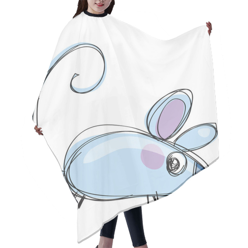 Personality  Cartoon Baby Vector Mouse In A Naif Childish Drawing Style Hair Cutting Cape