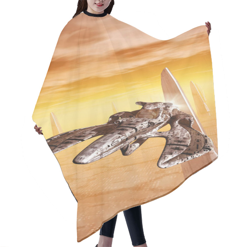 Personality  Spaceship And Planet City Hair Cutting Cape