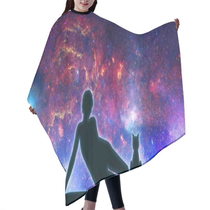 Personality  Silhouettes Of Woman And Cat Hair Cutting Cape