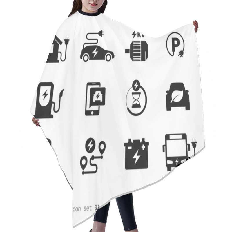 Personality  Electro Car Icons Collection Hair Cutting Cape