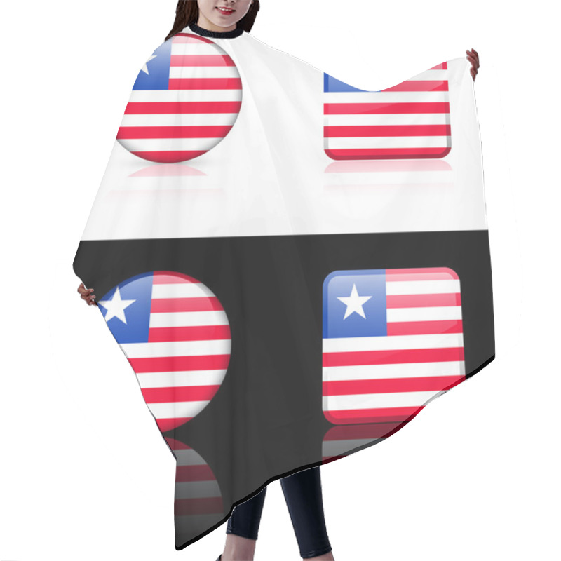 Personality  Liberia Flag Buttons On White And Black Background Hair Cutting Cape