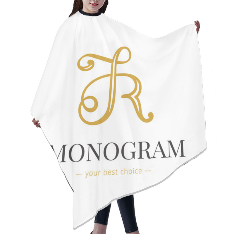 Personality  Vector Elegant Hand Lettered R Letter Monogram Logo. Boutique Logo Hair Cutting Cape